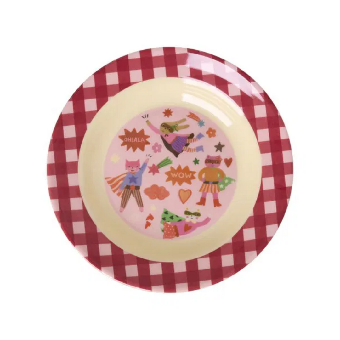 Melamine Kids Bowl with Hero Print – Pink – 8.5 fl oz - Rice By Rice