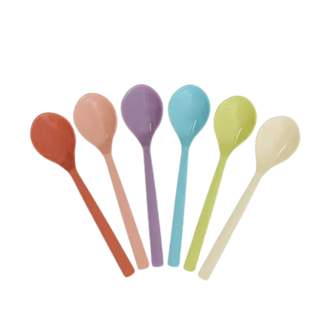 Melamine Tea Spoon in Assorted Glory Days Colors – Set of 6 - Rice By Rice