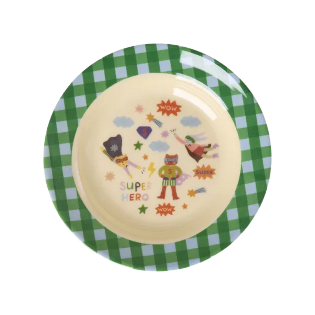 Melamine Kids Bowl with Hero Print – Green – 8.5 fl oz - Rice By Rice