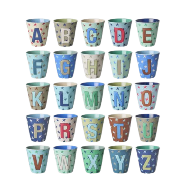 Melamine Full Alphabet - Stars - 3 x Each Letter - Bluish Colors - Medium - 8.45 oz