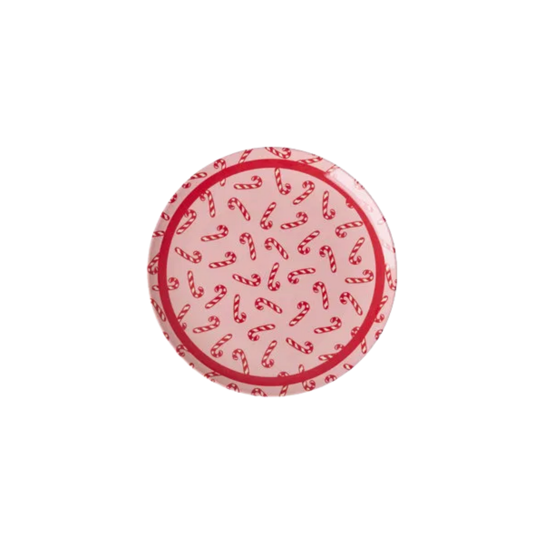 Melamine Cake Plate with Candy Cane Print – Small - Rice By Rice