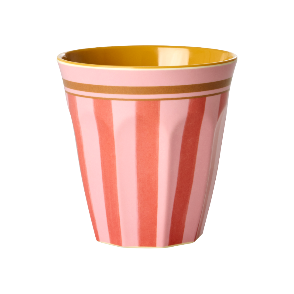 Medium Cup - Pink - Organic Stripes Print - Rice By Rice