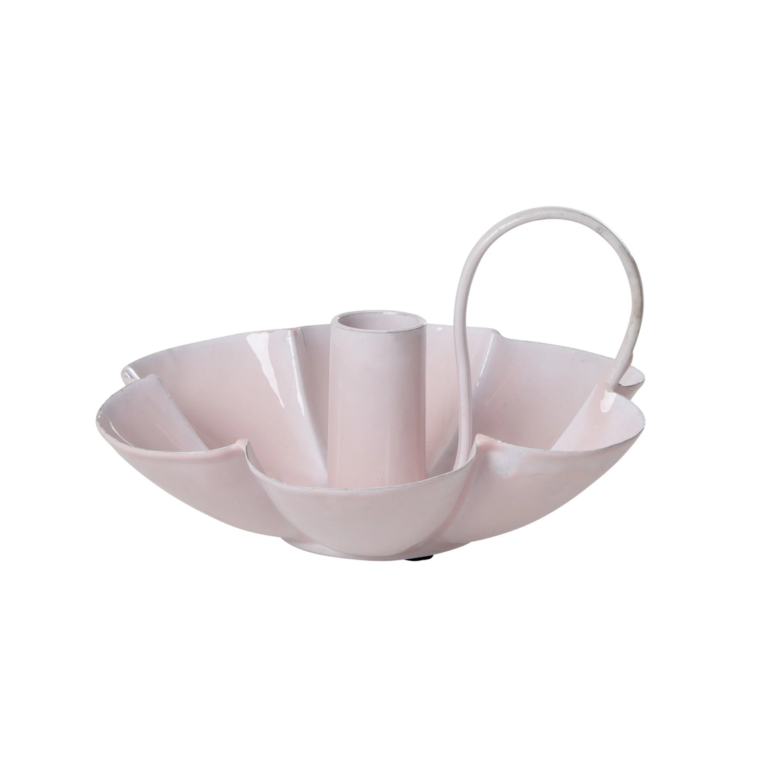Metal Flower Shape Candle Holder in Soft Pink - Rice By Rice
