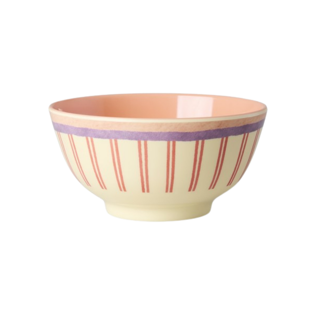 Medium Bowl - Cream - Stripey Love Print - Rice By Rice
