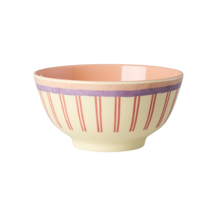Medium Bowl - Cream - Stripey Love Print - Rice By Rice
