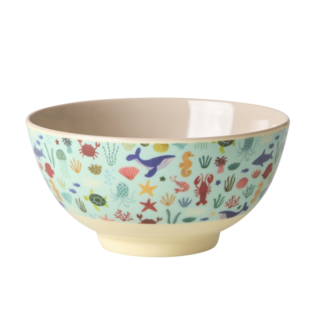 Medium Kids Bowl - Blue - Ocean Print - Rice By Rice