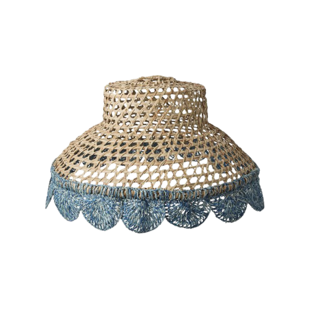 Raffia Lampshade - Blue - Rice By Rice