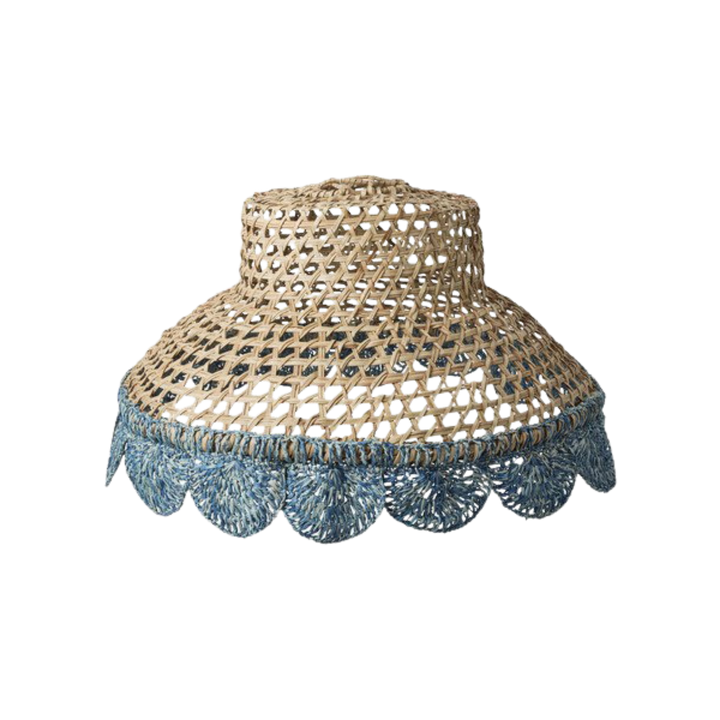 Raffia Lampshade - Blue - Rice By Rice