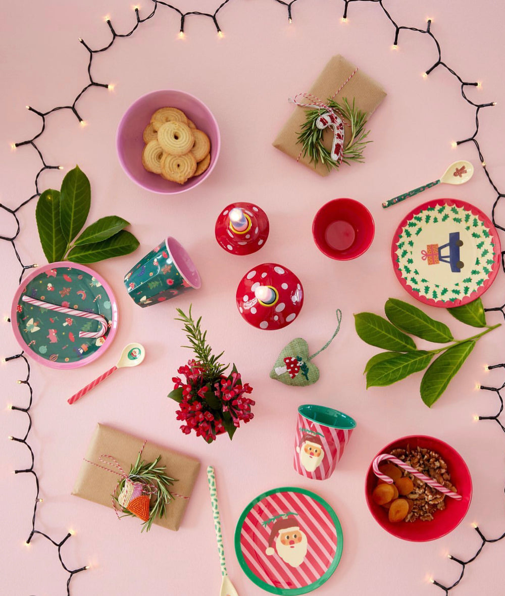 Melamine Dessert Plate in Christmas Tree Print - Rice By Rice