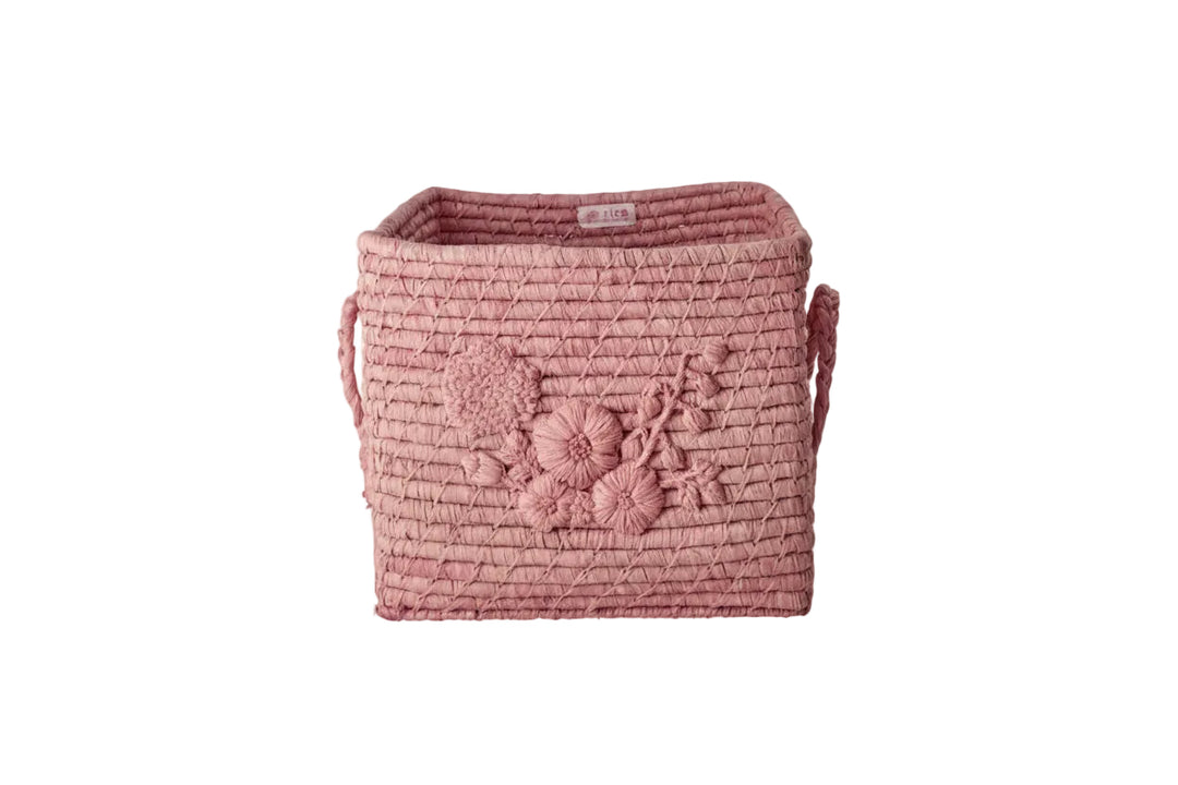 Raffia Basket in Soft Pink - Rice By Rice