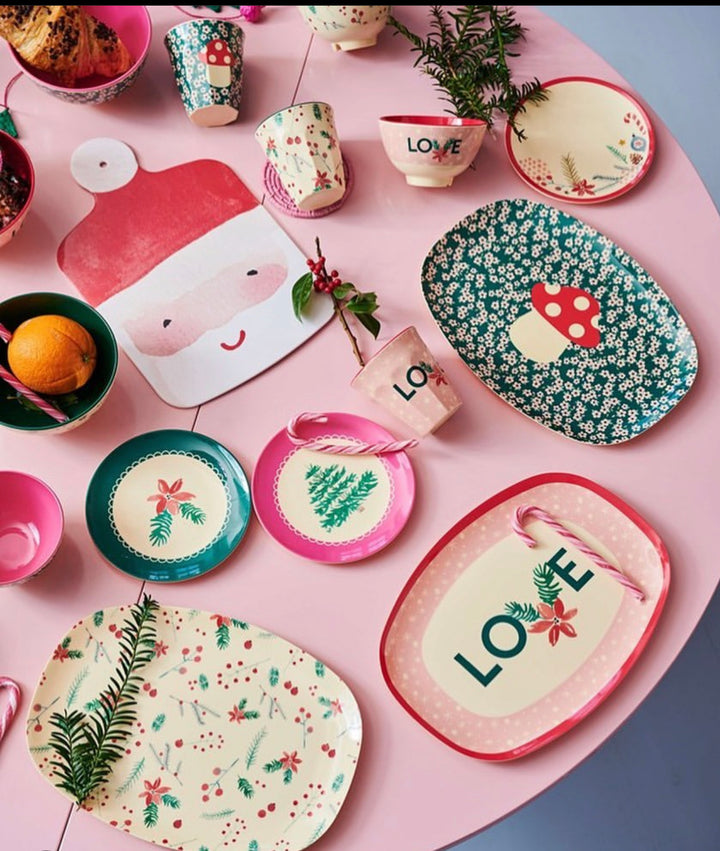 Melamine Dessert Plate in Christmas Tree Print - Rice By Rice