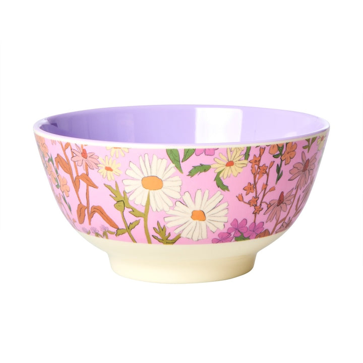 Medium Melamine Bowl - Soft Pink - Daisy Dearest Print - Rice By Rice