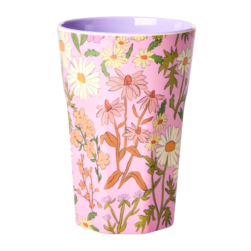 Melamine Tall Cup - Soft Pink - Daisy Dearest Print - Rice By Rice