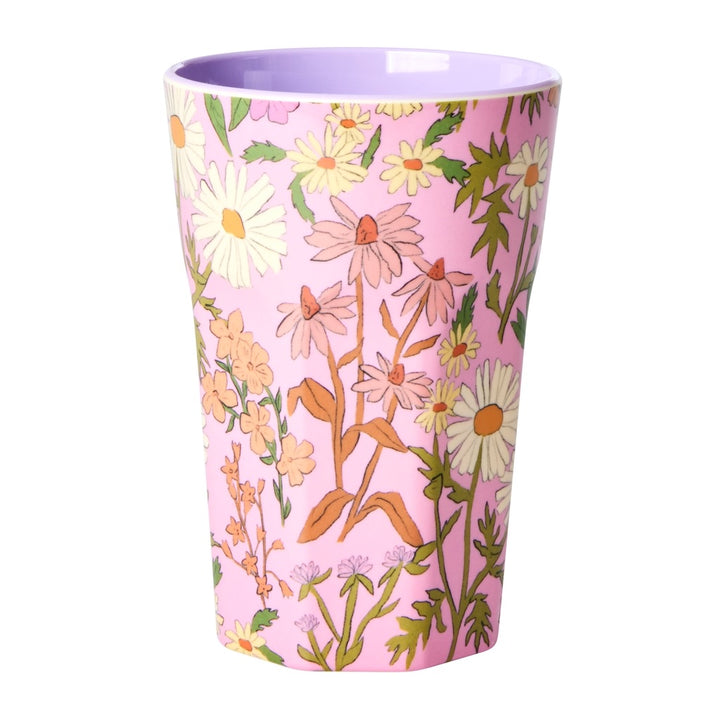 Melamine Tall Cup - Soft Pink - Daisy Dearest Print - Rice By Rice