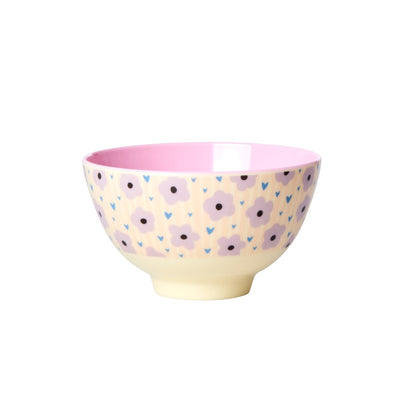 Small Melamine Bowl - Soft Pink - Flowers Print - Rice By Rice