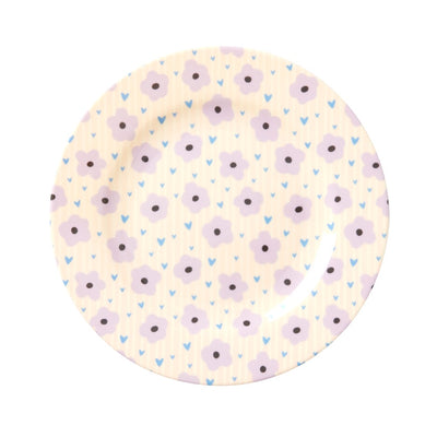 Round Melamine Side Plate - Soft Pink - Flowers Print - Rice By Rice