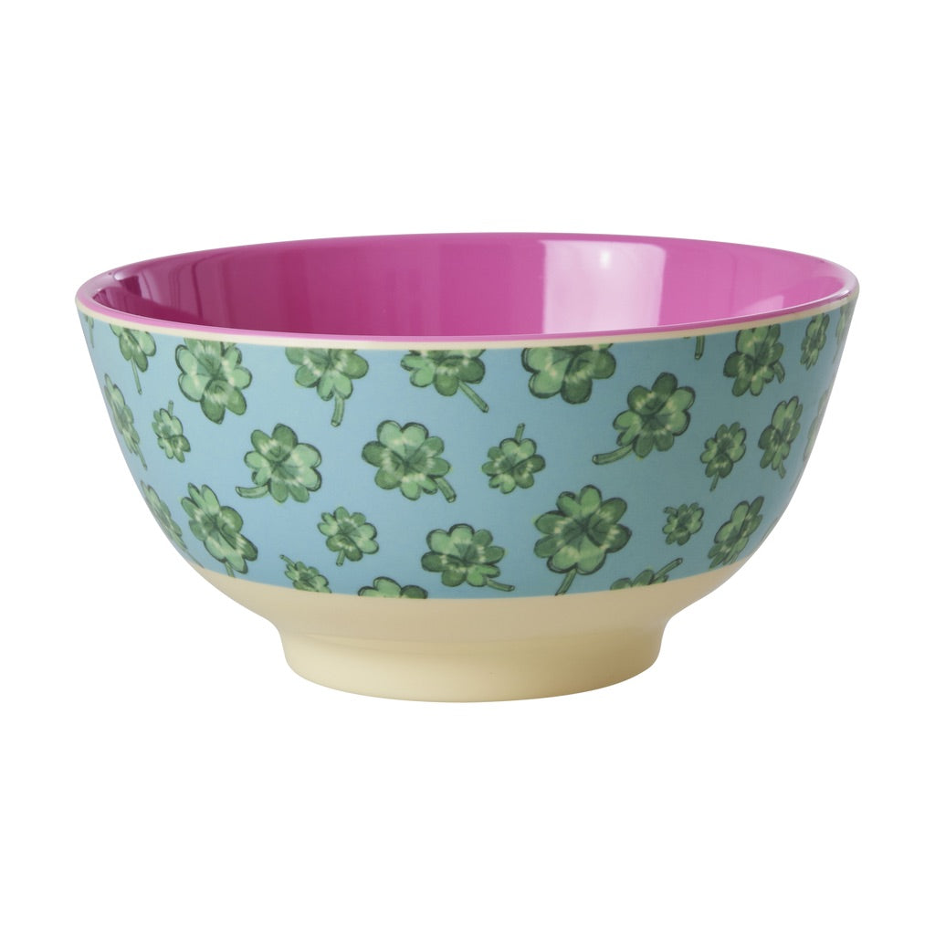 Medium Melamine Bowl - Blue - Good Luck Print - Rice By Rice