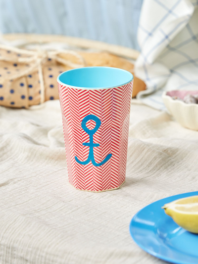 Tall Cup - Red - Anchor Print - Rice By Rice