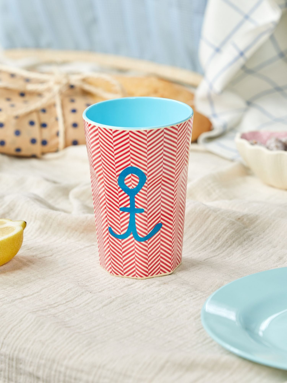 Tall Cup - Red - Anchor Print - Rice By Rice