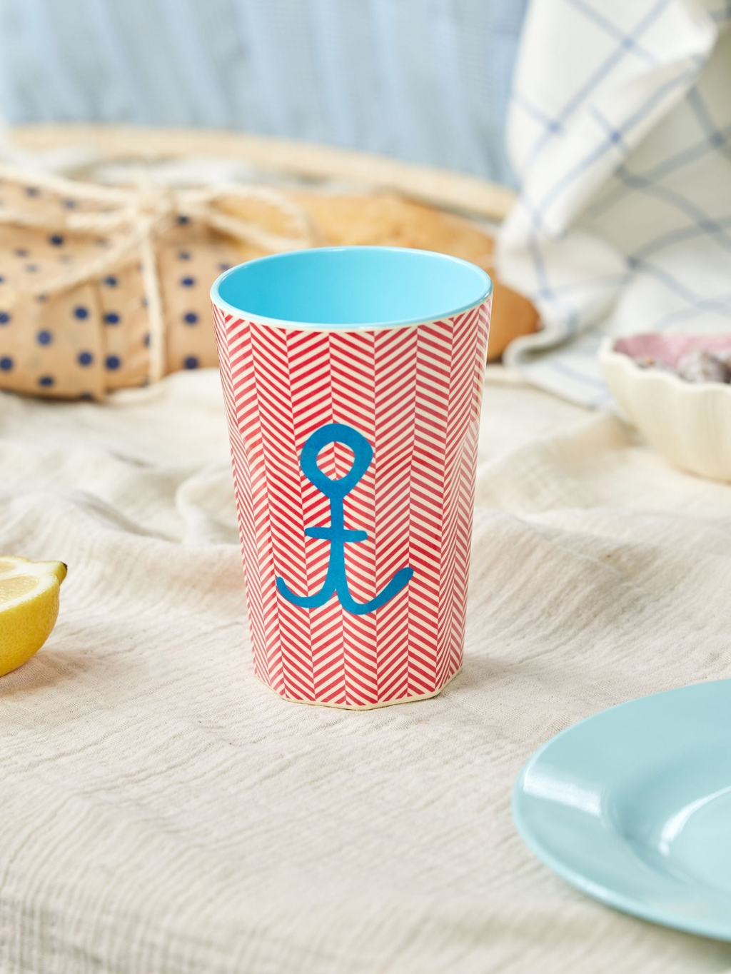 Tall Cup - Red - Anchor Print - Rice By Rice