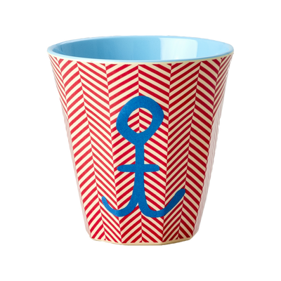 Medium Cup - Red - Anchor Print - Rice By Rice