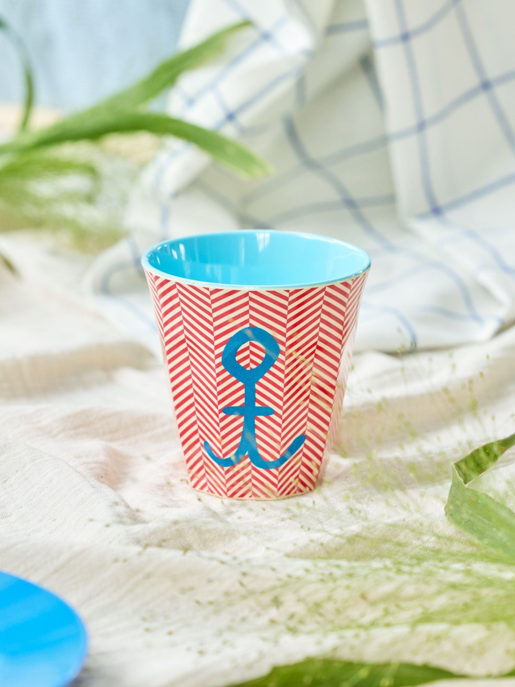 Medium Cup - Red - Anchor Print - Rice By Rice