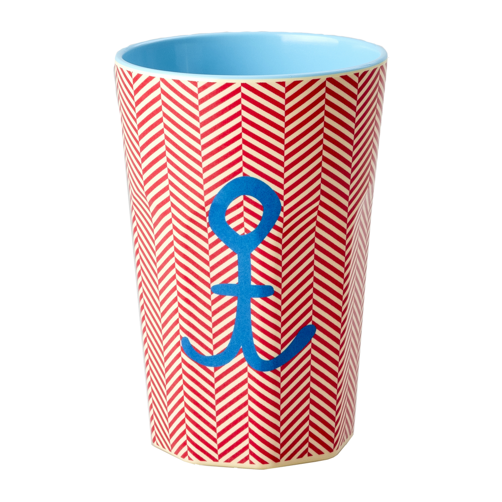 Tall Cup - Red - Anchor Print - Rice By Rice