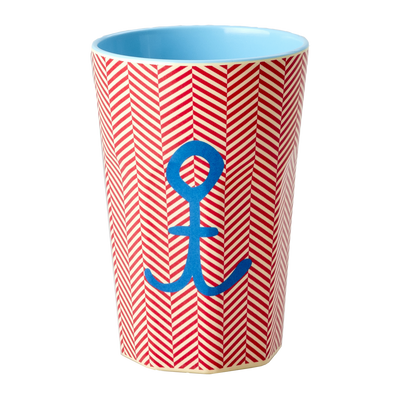 Tall Cup - Red - Anchor Print - Rice By Rice