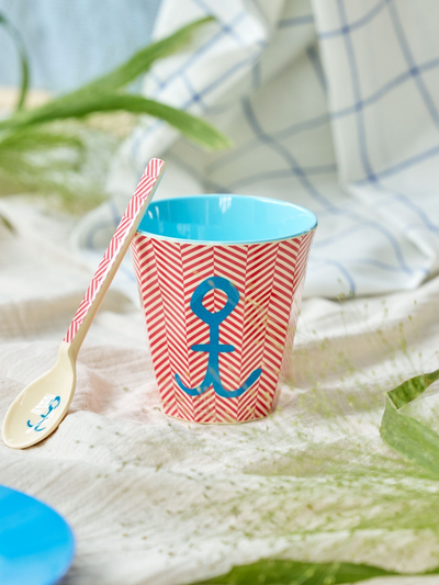 Medium Cup - Red - Anchor Print - Rice By Rice