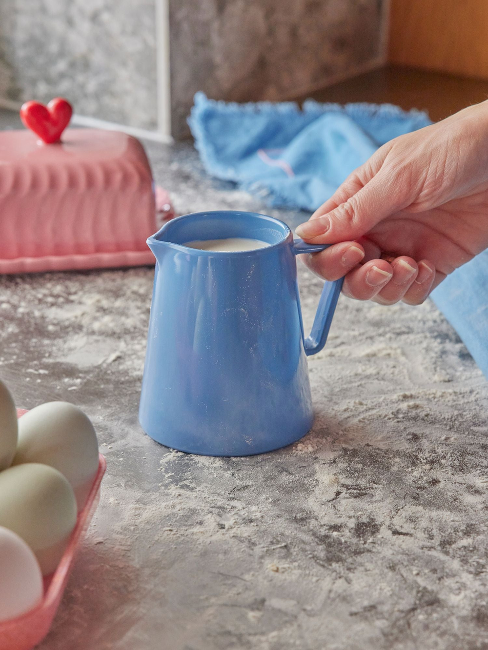 Melamine Milk Jug in Blue - 6 oz - Rice By Rice