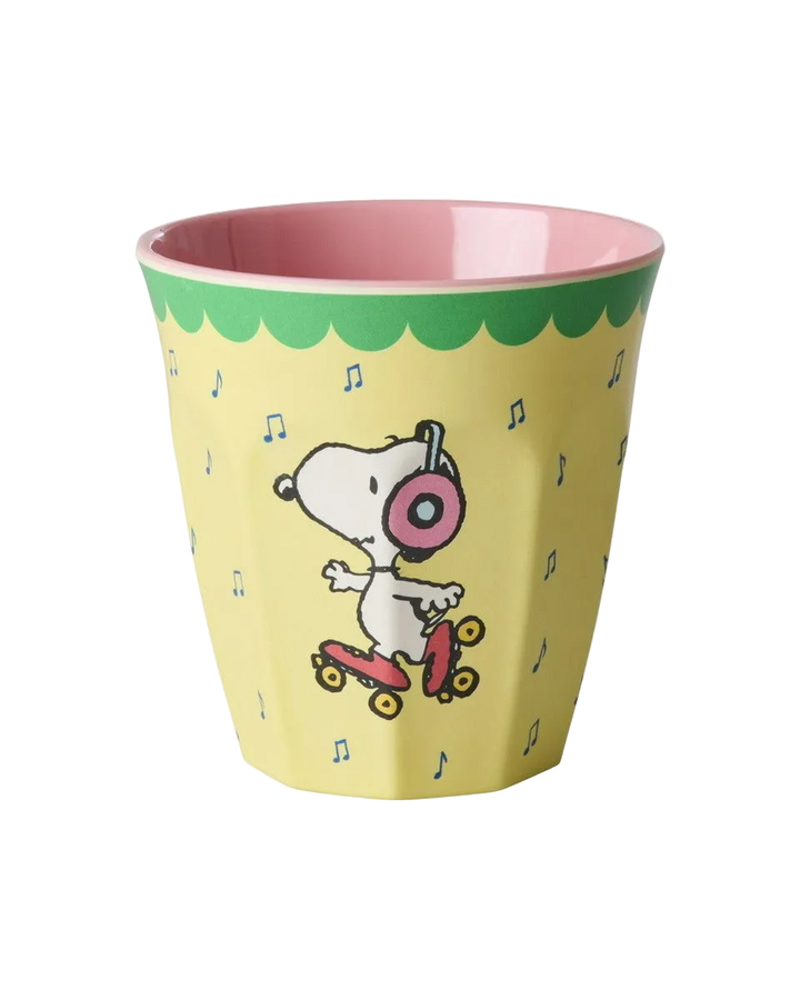 Melamine Cup with Snoopy Print - Medium - Yellow - 8.45 oz - EARLY JUNE DELIVERY - Rice By Rice