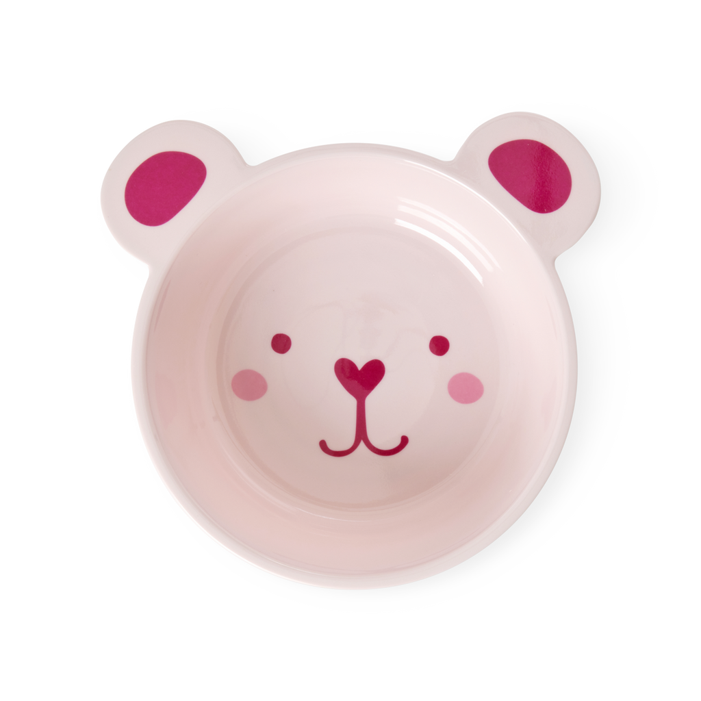 Melamine Kids Bowl | Pink Bear Print - 16.9oz - Rice By Rice