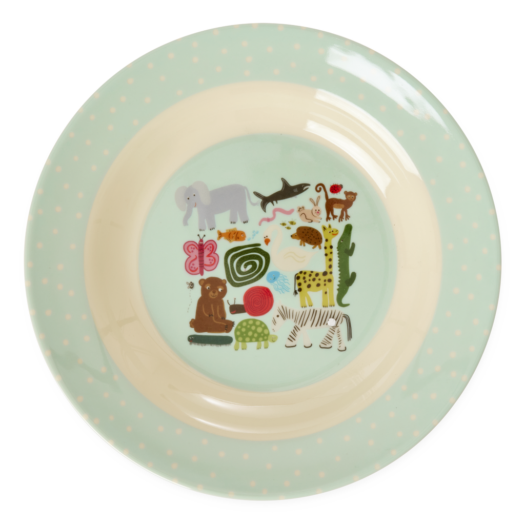 Melamine Kids Bowl | Mint Wildlife Print - Rice By Rice