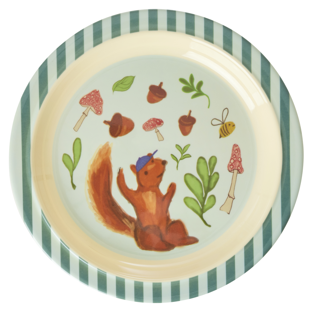 Melamine Kids Plate - Blue Happy Forest Print - Rice By Rice