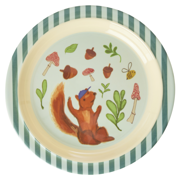 Melamine Kids Plate - Blue Happy Forest Print - Rice By Rice