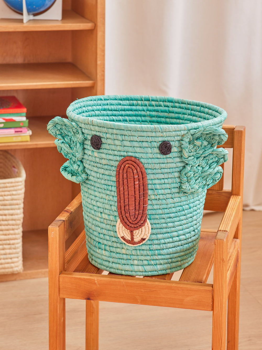 Round Raffia Storage Basket - Aqua - Koala Design - Rice By Rice