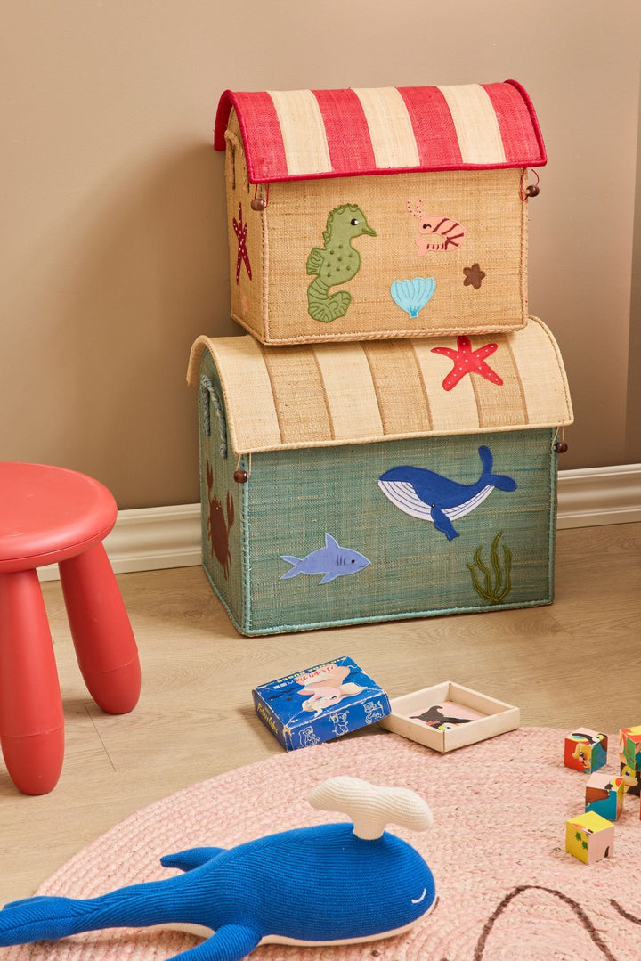 Small Raffia Storage House - Tea - Ocean Theme - Rice By Rice