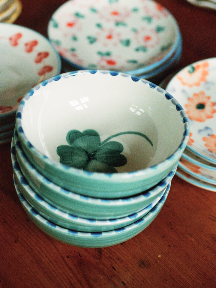 Ceramic Bowl with Hand Painted Good Luck Clover - 11.8 oz - Rice By Rice