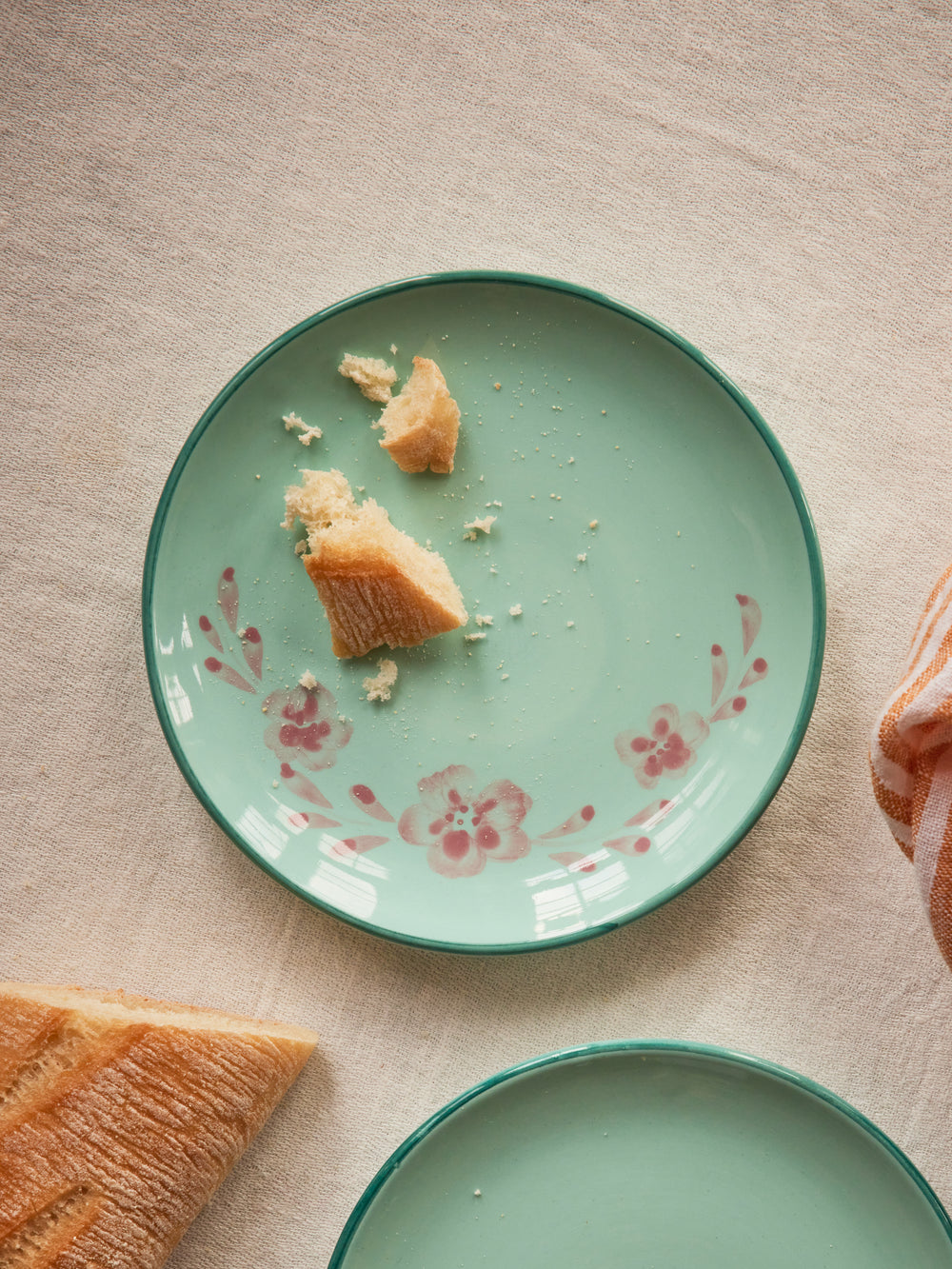 Ceramic Cake Plate with Hand Painted Flower Vine - Rice By Rice