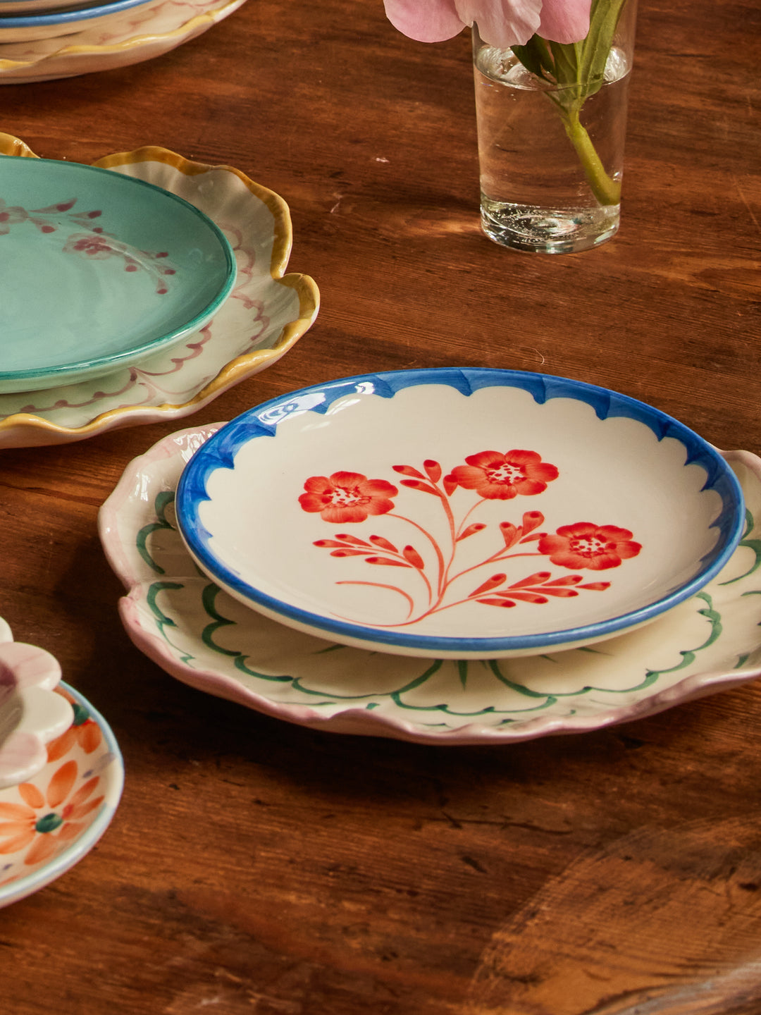 Ceramic Cake Plate with Hand Painted Vintage Flower - Rice By Rice