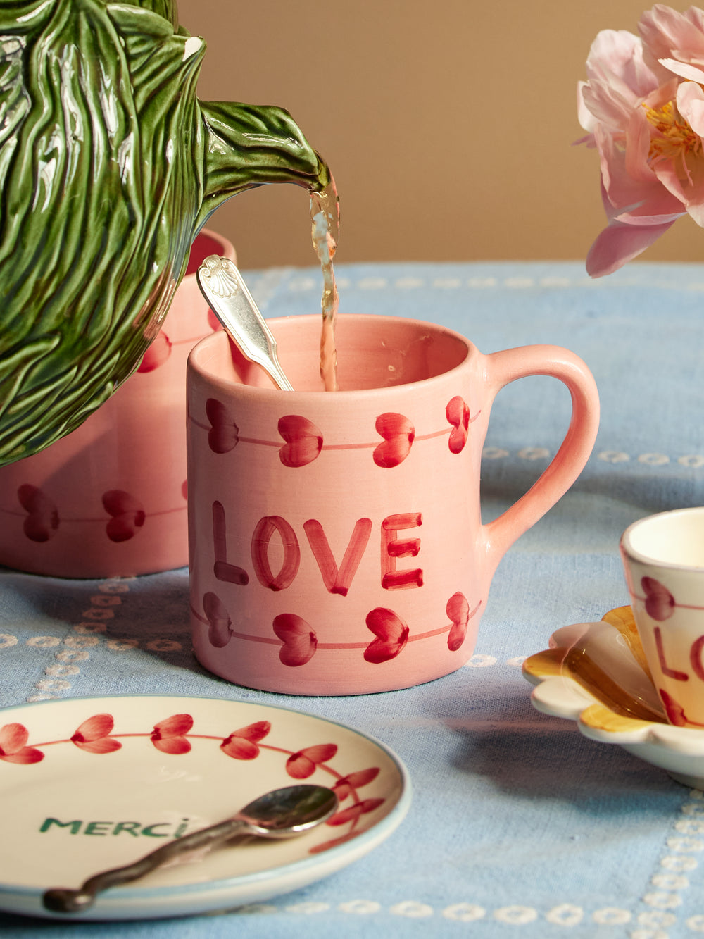 Ceramic Mug with Hand Painted Love - 14.2 oz - Rice By Rice