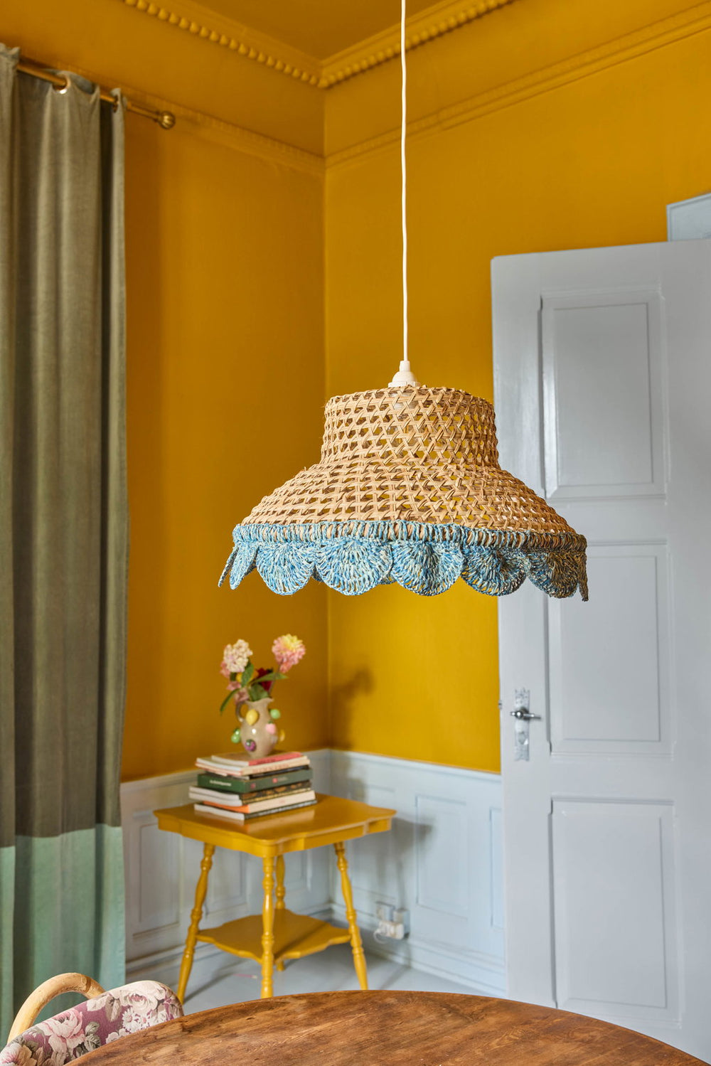 Raffia Lampshade - Blue - Rice By Rice
