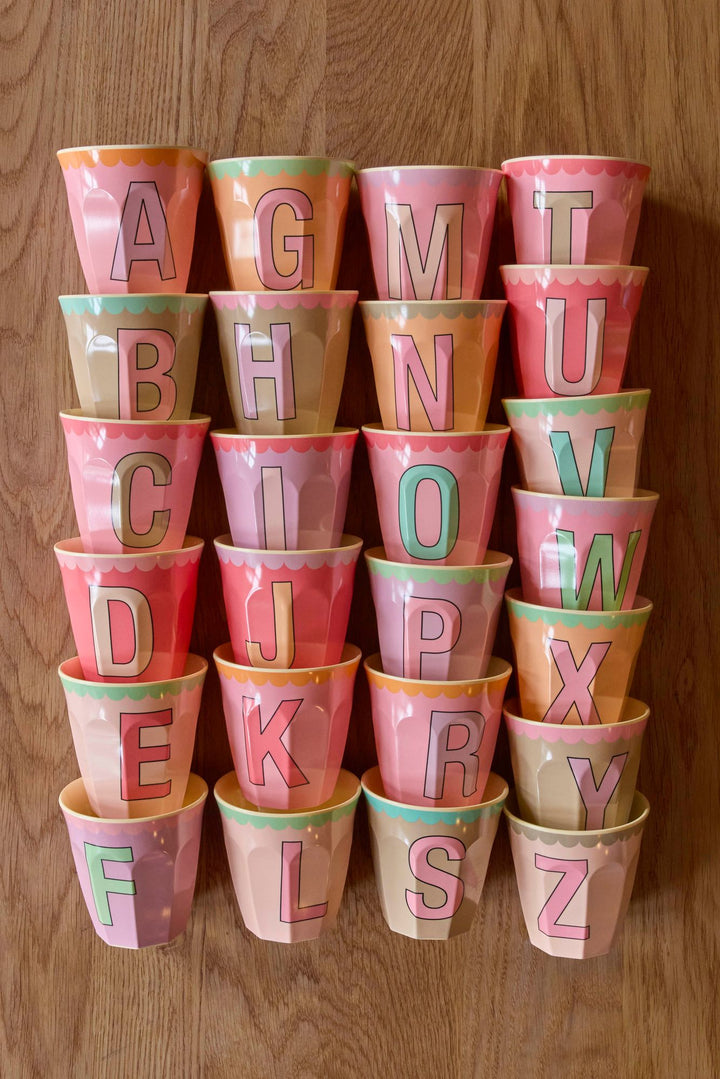 Vintage alphabet cups group - pink set