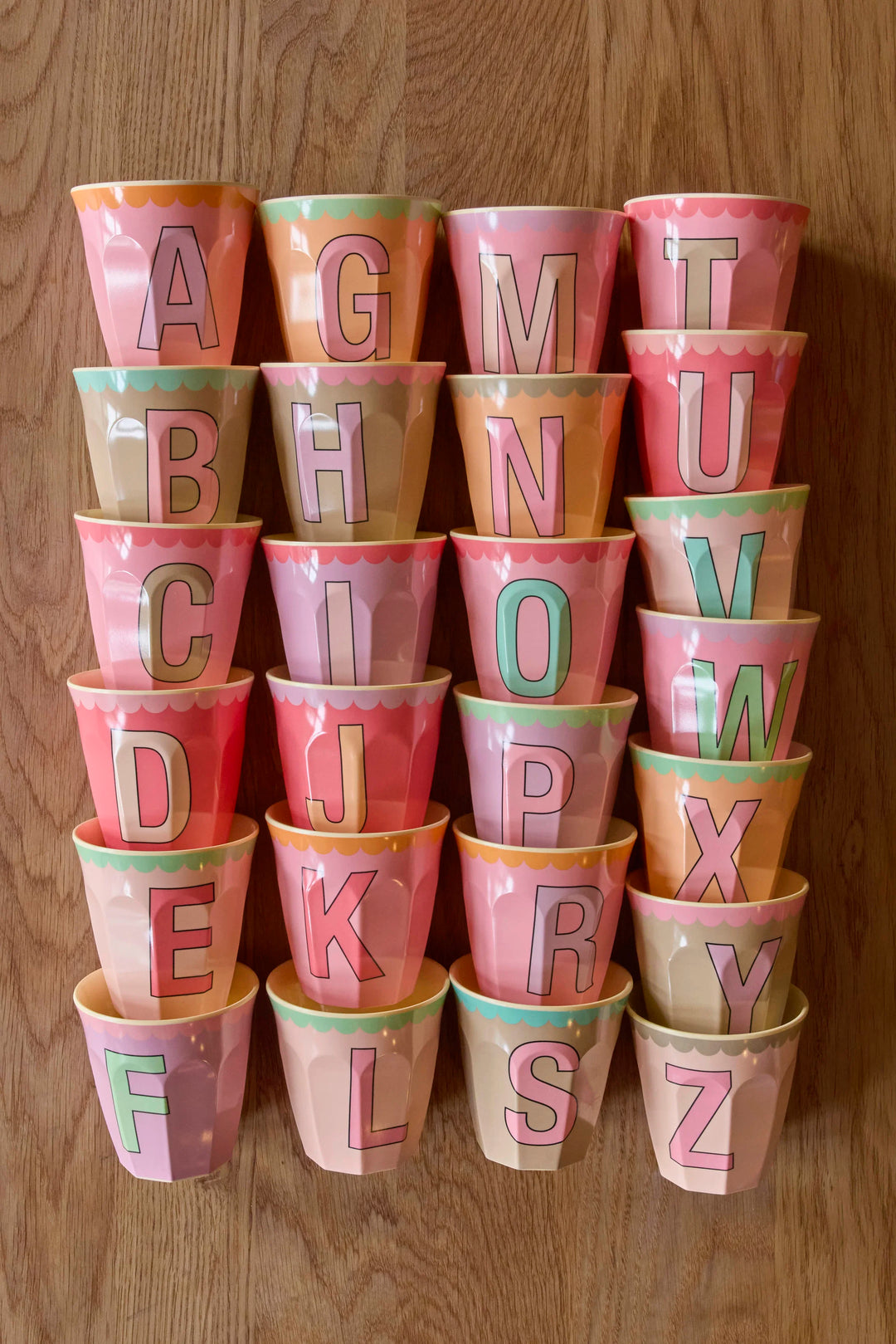 Medium Cup - Pink - Full Alphabet - Vintage - Rice By Rice