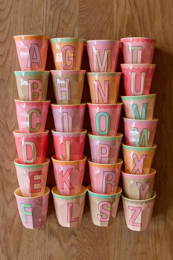 Medium Cup - Pink - Full Alphabet - Vintage - Rice By Rice