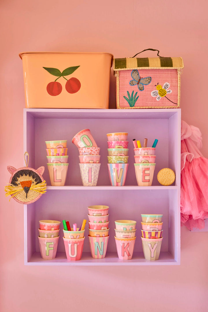 Medium Cup - Pink - Full Alphabet - Vintage - Rice By Rice