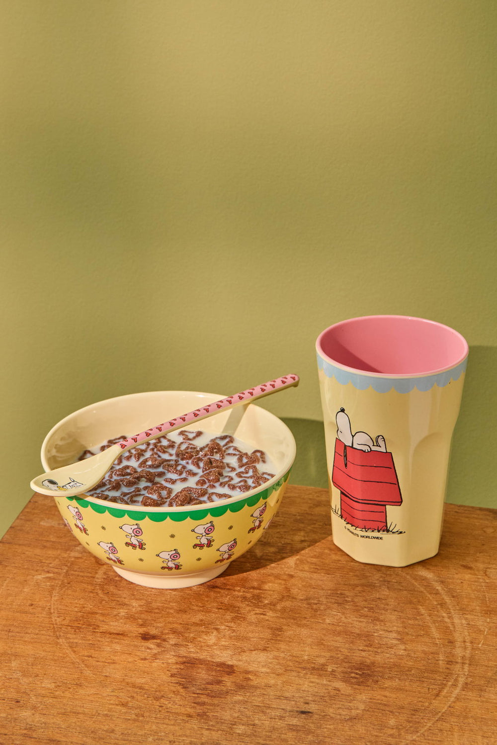 Tall Cup - Snoopy Print in Cream - - Rice By Rice