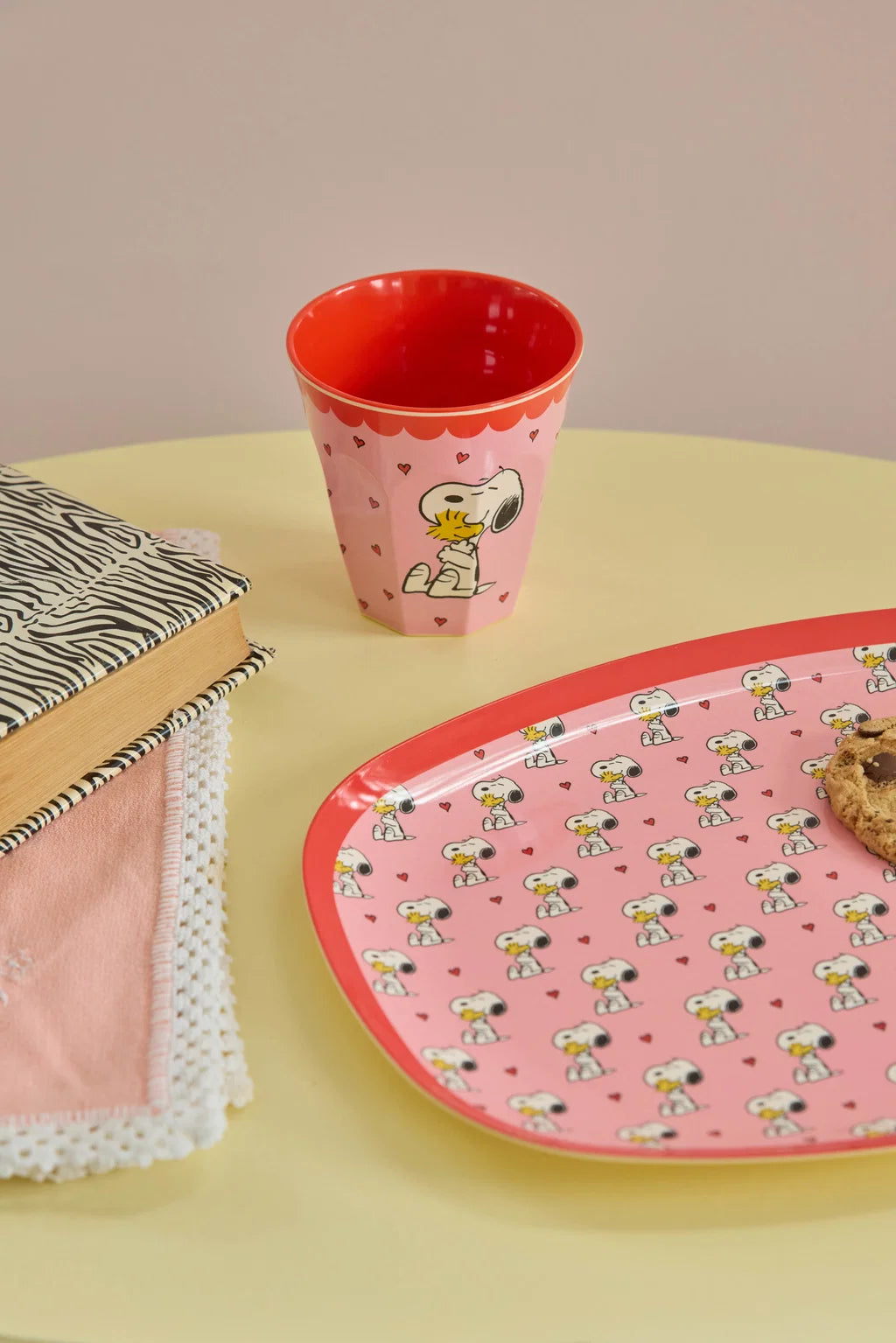 Melamine Cup with Snoopy Print - Medium - Pink - 8.45 oz - EARLY JUNE DELIVERY - Rice By Rice
