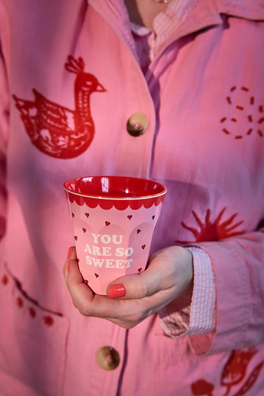Melamine Cup with Snoopy Print - Medium - Pink - 8.45 oz - EARLY JUNE DELIVERY - Rice By Rice