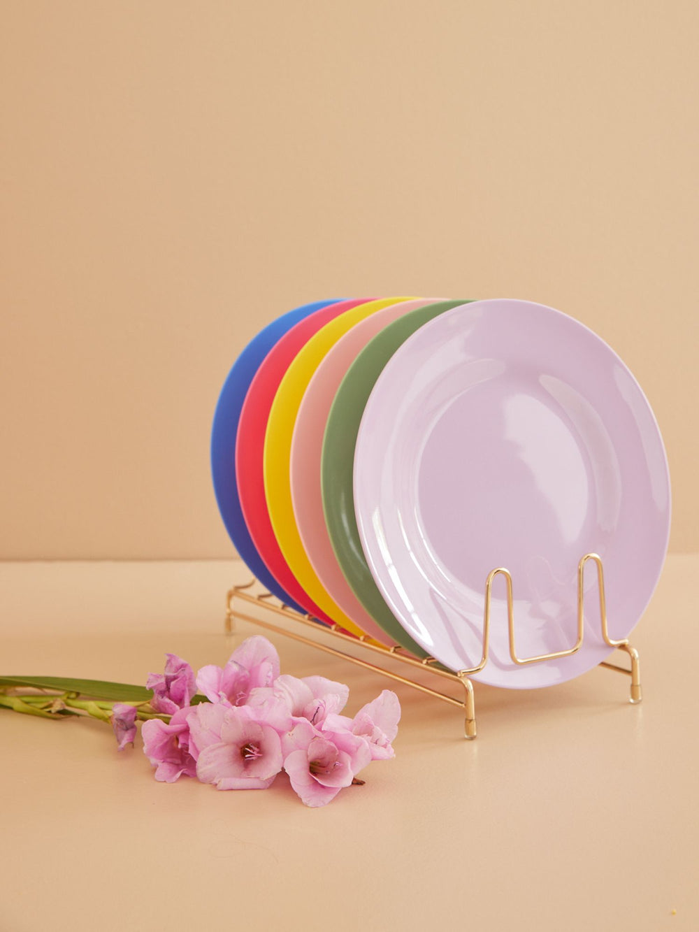 Melamine Dinner Plates in Assorted 'Flower Me Happy' Colors - Set of 6  plates - Rice By Rice